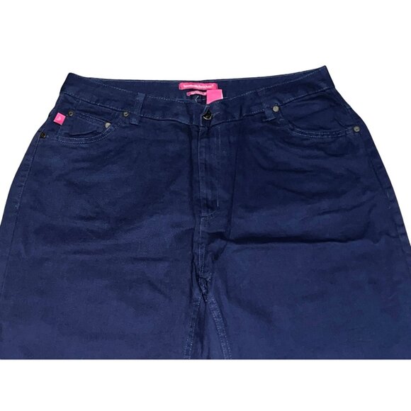 Woman Within NWOT Perfect Relaxed Cotton Jean Sz 12 Wide Petite Navy Blue - Picture 6 of 10